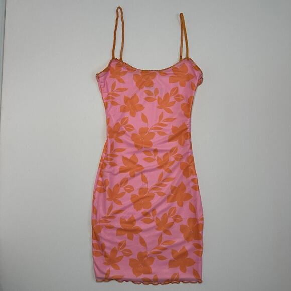 Princess Polly Pink Floral Bodycon Slip Dress - Picture 1 of 7